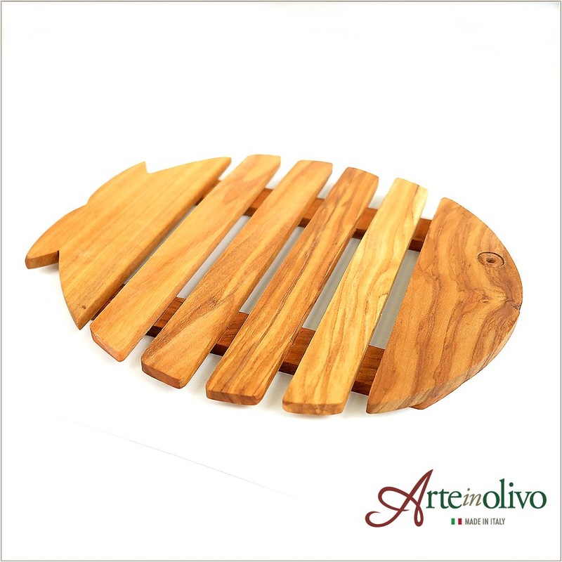 [arteinolivo] Olive Wood Trivet, (Fish)