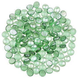 YiYa Green Flat Marble Decorative Beads Glass Gems for Home Decoration Vase Filler Fish Tank Bottom Decoration (About 0.68 lb(310g)/Bag)