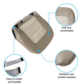Sekeseauto Driver and Passenger Bottom and Top Lean Back Replacement Perforated Leather Seat Covers Tan Compatible with Ford Expedition 2003 2004 2005 2006