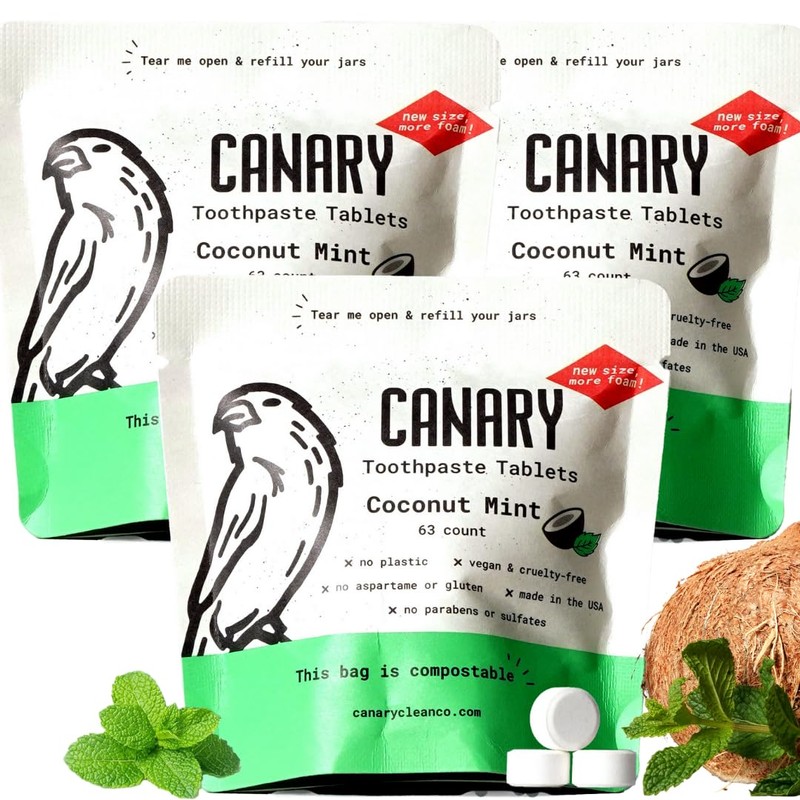 Canary Nano Hydroxyapatite Toothpaste Tablets Coconut Mint - Remineralizing, Fluoride