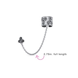 Celtic Irish Trinity Triskele Wrap Cartilage Ear Cuff Chain Pierced Ear Stud Earrings 1Pcs Oxidized .925 Sterling Silver