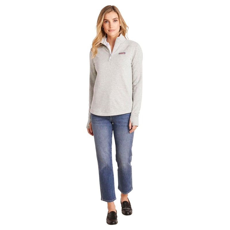 vineyard vines Women's Dreamcloth Relaxed Shep Shirt, Light Gray Heather,