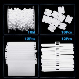 KAHEIGN 35Pcs Vertical Blind Accessories, 10M Bottom Chain and 10Pcs Chain Connector, 12Pcs 89mm Vertical Blind Top Hangers, 12Pcs Bottom Weights Slats - for 3.5 Inch/89 mm Verticals Blinds