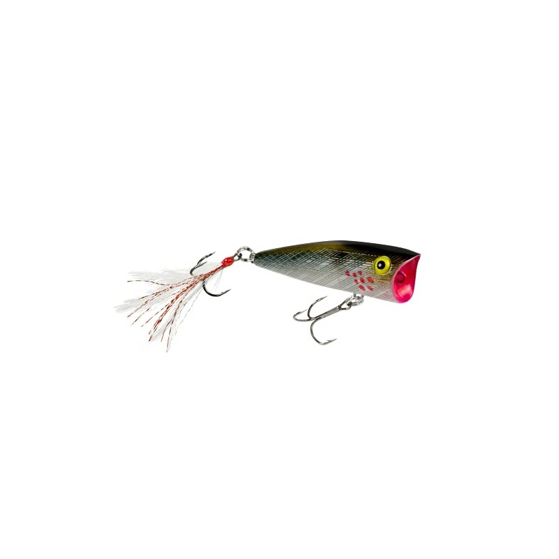 Rebel Pop-R Feathered Topwater Popper Fishing Lure, Blue Candy