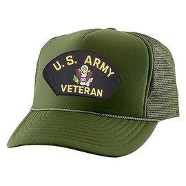 ALLNTRENDS Trucker Hat US Army Veteran Military Mesh Baseball Cap, Olive, One Size