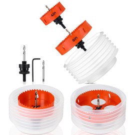 Otoolling 4 Inch & 6 Inch Hole Saw for Recessed Lights and Can Lights - Drill Hole Cutter, with 2 Dust Bowl Dust Collection Construction Kit for Wood Ceiling Plastic Metal Drywall(Orange)