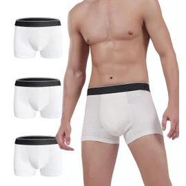 AIRCUTE Men Urinary Incontinence Underwear Washable Absorbency Soft Bladder Leak Proof Boxer Briefs 60 ML 3 Pack (Large,3 White)