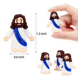 TolleSonne Mini Jesus Rubber Little Jesus Figurine Original Design for Hide and Seek, Baptism Gifts (50, Blue)