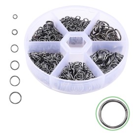 Samcos Round Ring 0.2 - 0.4 inch (4 - 10 mm), 6 Types, Jump Ring, Key Chain, Parts, Hardware, Iron, Basic Parts, Split Key Ring, DIY Craft Supplies, Bracelet, Necklace (Iron Black)