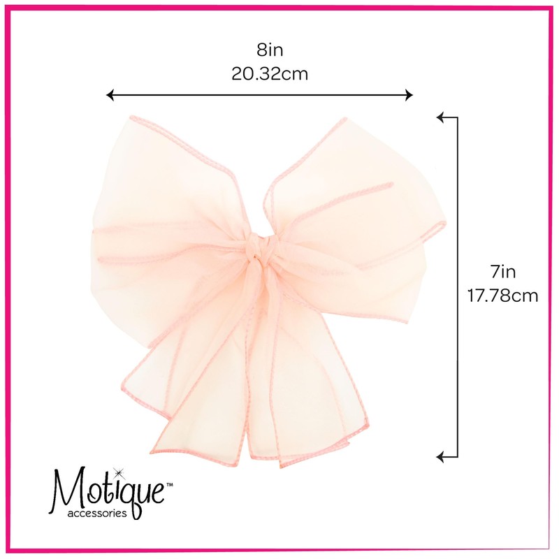 8 Inch Chiffon Hair Bow (Peach)
