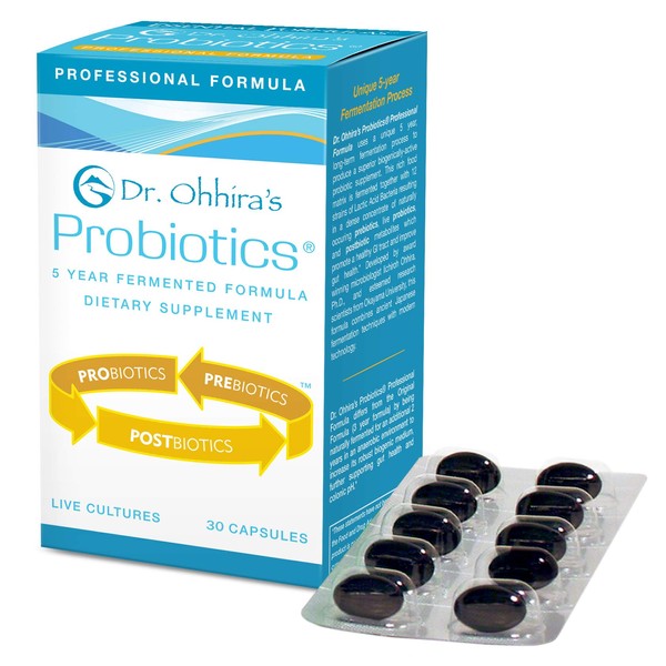 Dr. Ohhira’s Probiotics Professional Formula with 5 Year Fermented Prebiotics, Live Active Probiotics and The only Product with Postbiotic Metabolites, 30 Capsules