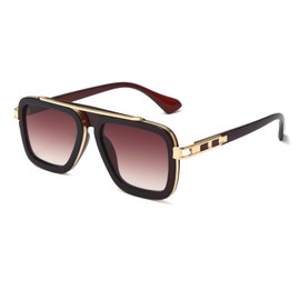 Long Keeper Retro Square Sunglasses for Men Women Classic Pilot Sunglasses Vintage Style Metal Square Frames Anti UV400 Sun Glasses Unisex