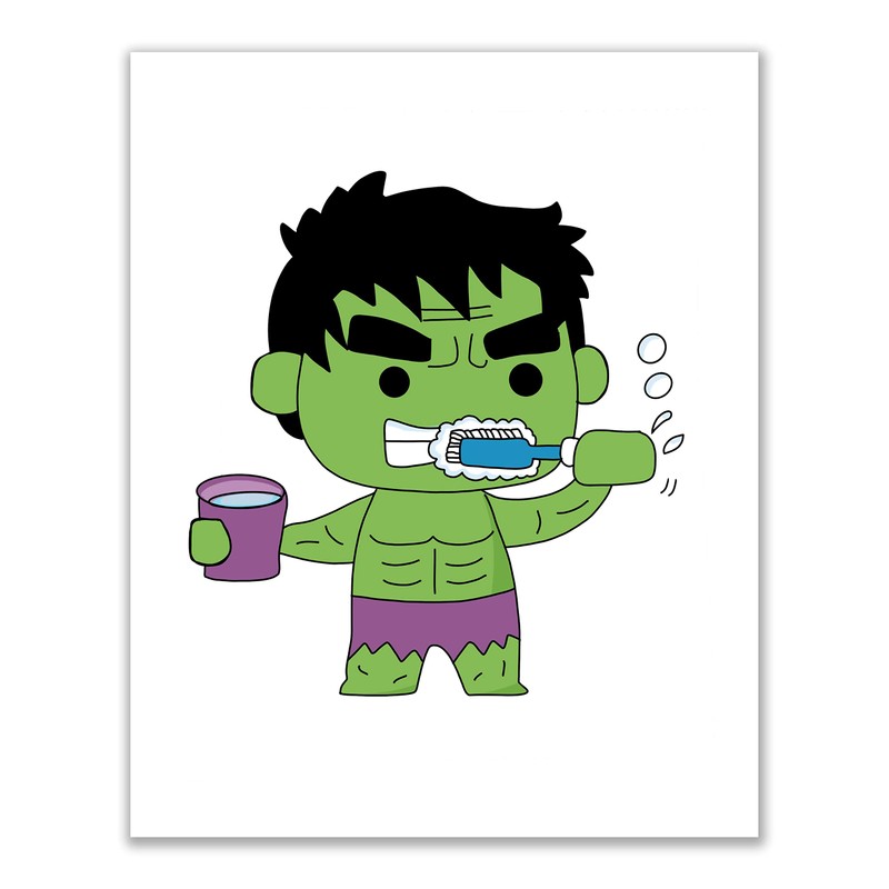 Hulk Bathroom Photos- Set of 3 (8 inches x 10