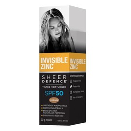 Invisible Zinc Buy Invisible Zinc Sheer Defence Tinted Moisturiser SPF 50 Medium 50g Online