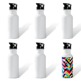 MR.R 20oz Sublimation Blanks White Aluminum Water Bottles,Travel Bottle with Straw Top Lid for Sports,600ml