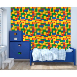 Peel and Stick Wallpaper, Playroom Blocks Legos Theme Wallpaper Mural for Interior Design, Decor You Walls for Any Occasion (R11) (24" x 60")