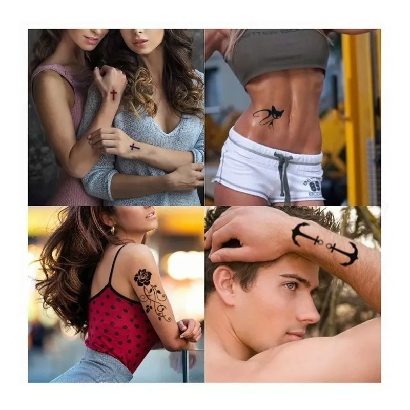 MINI BOXX 60 Tatuajes Tattoo Temporales Falso Letras Flor Brazo