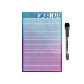 Dry Erase Daily Schedule Planner Sticker Decal by Glassboard Studio | Removable & Reusable | Magnetic Fine-Tip Marker Included (6 x 9 inches, Watercolor)