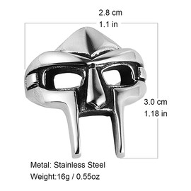HZMAN Men's Gothic Biker Punk Vintage Stainless Steel Ring Spartan Mask Helmet Nordic Pagan Viking Rings (Size,10)