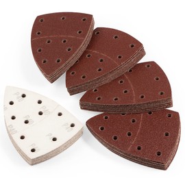 Shawya 50 PCS Mouse Sander Sandpaper for Mouse Sander 11 Hole Detail Sandpaper Sanding Paper 40 Grit Hook and Loop Sander Pads Triangular Sanding Sheets Abrasive Sanding Paper