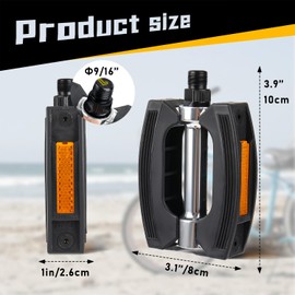 Bicycle Pedals, Bicycle Pedals City/Trekking Comfort Non-Slip Bicycle Pedals Set for City Bike, Trekking Bike, E-Bike, Reflectors, StVZO, One Size EU (612 / Black)