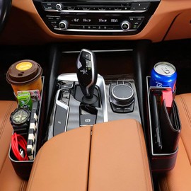 Organizador De Relleno De Espacio Para Asiento De Coche, 2PCS Universal De Piel De Espacio Para Asiento De Coche Caja Con Soporte Para Taza Para TeléFonos Celulares Llaves Tarjetas Carteras
