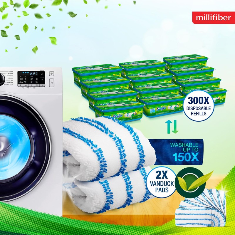 Millifiber Microfiber Reusable Mop Pads Compatible with Swiffer Sweeper (6-Pack)