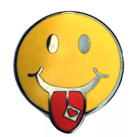 Smiley Face Tab on Tongue Stoned High Trippy HAT PIN Lapel Brooch