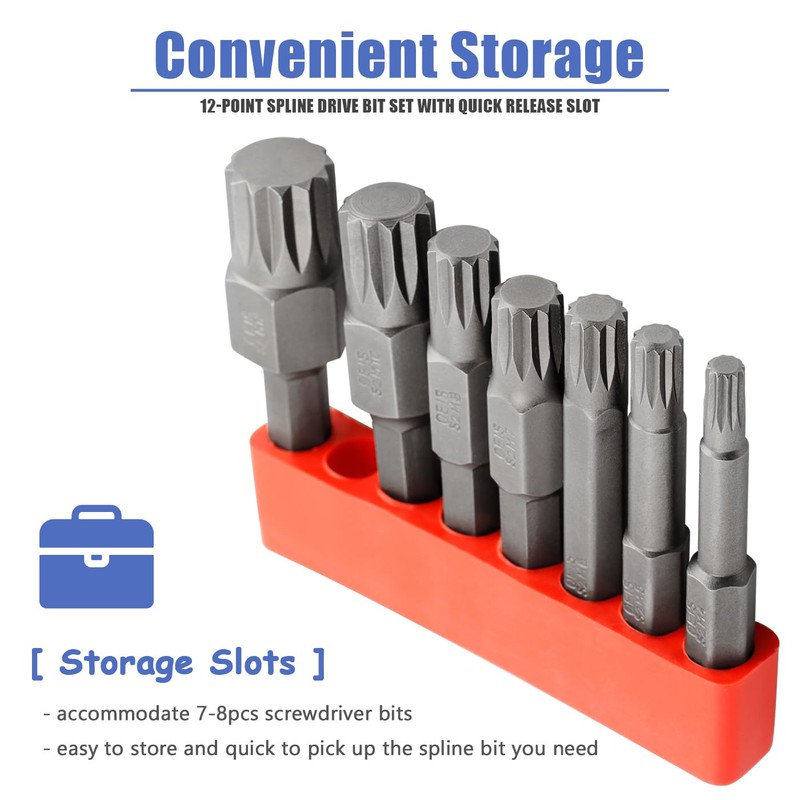 Mesee 7Pcs Triple Square Spline Bit Set Quick Change 1/4"