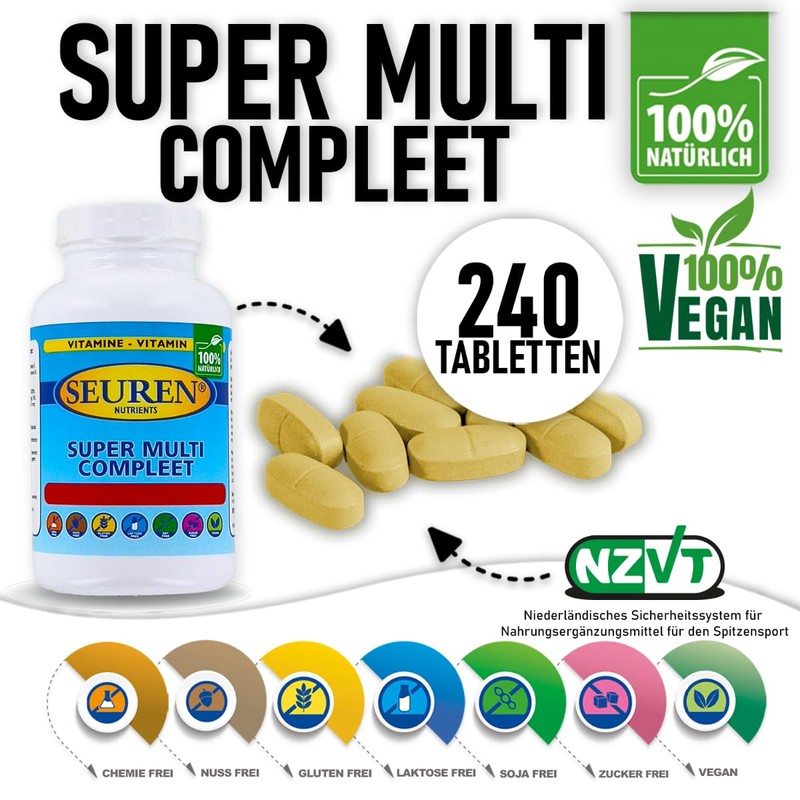 Seuren Nutrients Super Multi Compleet Multivitamins 240 Tablets Men &