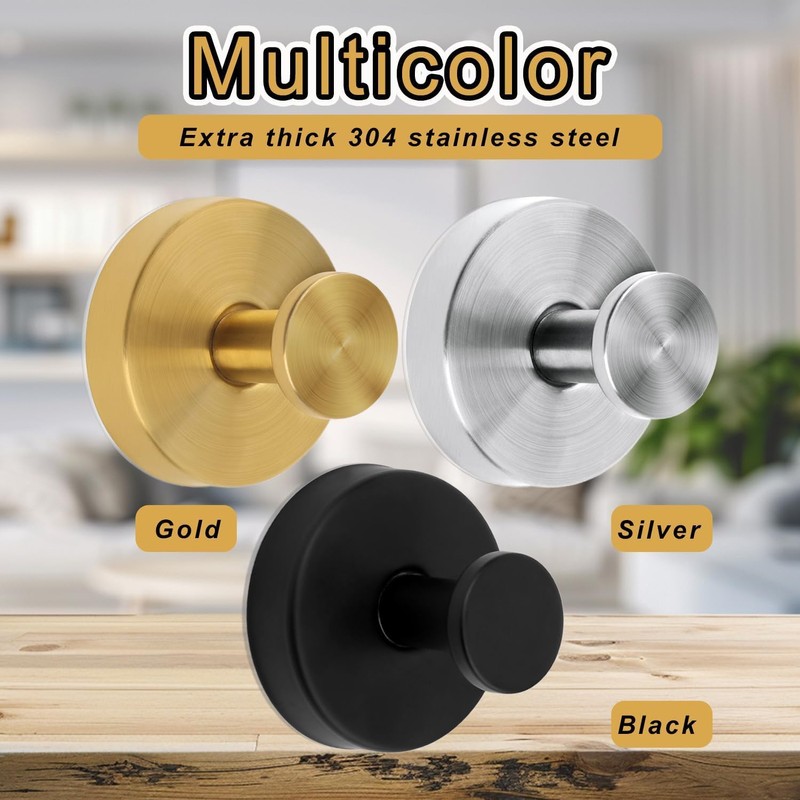 LimCryspp 2Pcs Hook Waterproof Rustproof Bathroom Towel Hanger No-Drill Towel