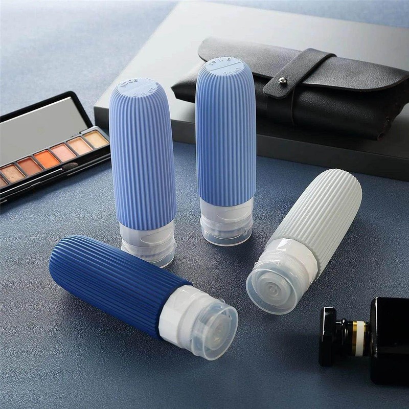 Juego de 4 Botellas de Viaje de Silicona,con Etiqueta Recipientes