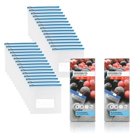 Vaily Zip Freezer Bags Set of 30 - 1 Litre Food Storage Bags for Resealing - Large Set for Food Storage and Freezing