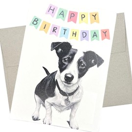 Jack Russell Birthday Card, Dog Birthday Card (1 Premium Folded Card, Blank Inside, 5X7 Inches) Jack Russell Terrier birthday card from dog for men and women - 480