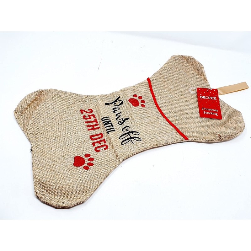 Pet Christmas Stocking - Dogs (Bone shaped) Paws Off until