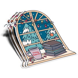 (3Pcs) Merry Bookmas Matte Sticker Reading Lover Nerd Book Addict Bookish Decal Christmas Waterproof Vinyl Stickers Adult for Laptop Kindle Tumbler Water Bottle Mug Phone Notebook - Size 3”x2.3”