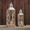 glitzhome Farmhouse White Wood Metal Lanterns Decorative Hanging Candle Lanterns