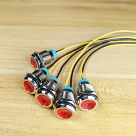Gebildet Pack of 5 12 mm 230 VAC LED Metal Indicator Light Waterproof Signal Lamp (Red)