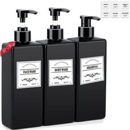 Paquete de 3 Botellas de 500 ml, Botellas de Plástico Vacías, Dispensadores de Champú y Gel de Ducha, Dispensadores de Jabón Reutilizables,3PCS Dispensador de champú y acondicionador Recargable