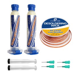 No Clean Soldering Flux Paste & Solder Wick, Solder Flux for Electronics Soldering 10cc/Bottle (2PACK), 10Ft Desoldering Wick Braid Remover Solder