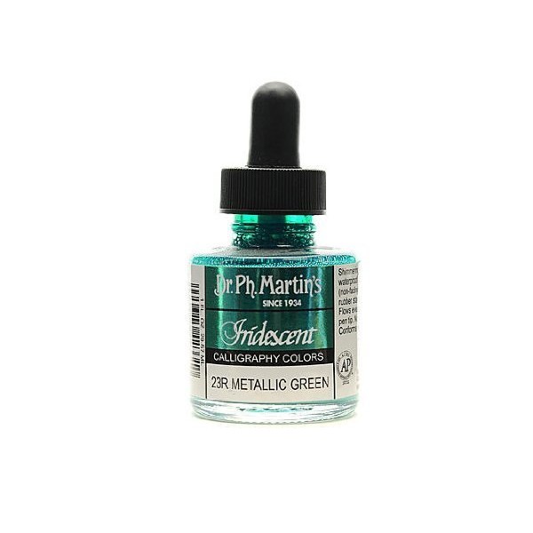 Dr. Ph. Martin's Iridescent Calligraphy Color (23R) Ink Bottle, Metallic Green