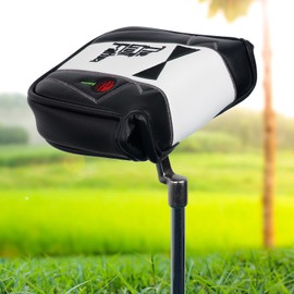 The Golf Father Golf Putter Cover Square Mallet Magnetic Closure Club Head Cover Stylish Black & White Synthetic Leather