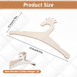 JJUNW 10 Pack Wooden Kids Hangers, 9inch Cute Wood Baby Hangers Nursery Hangers, Non Slip Coat Hanger for Baby Toddler Kids Clothes & Pants(Style2)