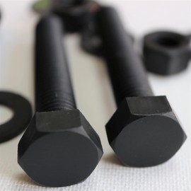 Caterpillar Red 10 x Black Hexagon Head Screws Polypropylene (PP) Plastic Nuts, Washers, Bolts, Hex Head, M12 x 70mm, Fastener, (15/32 x 2 3/4 in)