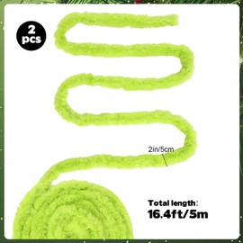 Christmas Lime Green Garland, 33 ft Fluffy Xmas Marabou Feather Trim Christmas Tree Hanging Garland Faux Green Synthetic Plush Decorations for Holiday Party Craft Sewing Xmas Tree Decoration