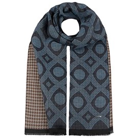 Stetson Two Patterns Cotton Scarf - Multicoloured Scarf - Versatile Men's Scarf - Made in Italy - Spring to Winter, black / grey