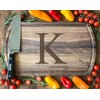Initial K Engraved Dark Walnut Cutting Board for Luxury Kitchen