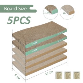 MECOOL Cat Scratching Board，5PC Cat Scratch Pad with Cat Scratch Box，Reversible Corrugated Cat Scratcher Cardboard and Lounge Bed for Indoor Cats, Catnip