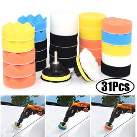Kit Almohadillas Pulidora Esponja Pulir Encerar Borla 31 Pzs Pulir Auto Esmalte Coche