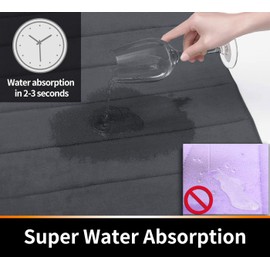 Yimobra Memory Foam Bath Mat Large Size, 31.5 x 19.8 Inches,Soft and Comfortable, Super Water Absorption, Non-Slip, Thick, Machine Wash, Easier to Dry for Bathroom Floor Rug , Dark Gray